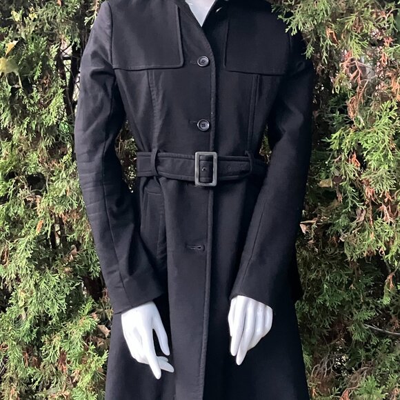 Theory Trench Coat Black with Belt Size M - Picture 2 of 10
